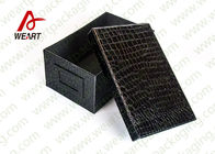 Black Leather Coated  Branded Products Cardboard Gift Boxes With Lids OEM