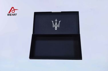 China Soft Touch Lamination Jewelry Gift Boxes , Deep Blue Filp Type Customized Paper Box Logo Printing supplier