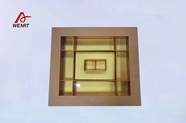 China Multiple Sites Champagne Gold Color Paper Jewelry Boxes With Pet Window , FSC / SGS supplier