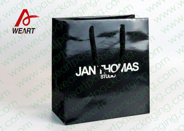 CMYK Printing Black PP Handle Art Paper Bags With LOGO Matte Lamiantion
