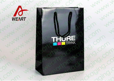 CMYK Printing Black PP Handle Art Paper Bags With LOGO Matte Lamiantion
