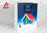 High End Red Color Cute Christmas Paper Bags With Handles Matte Lamination