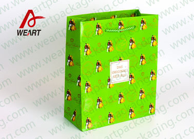 C1S Card Paper Christmas Present Bag , PP Flat Ribbon Christmas Brown Paper Bags