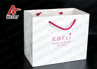 White Custom Printed Retail Paper Shopping Bags No Minimum Matte Lamination