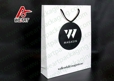 White Custom Printed Retail Paper Shopping Bags No Minimum Matte Lamination