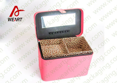 Inside Leopard Fabric Cosmetic Drawer Paper Box , Recyclable Travel Makeup Organizer