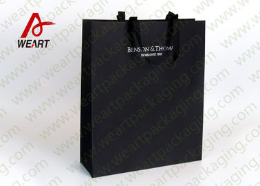 Black Rope Promotional Shopping Bags Paper Material , Recyclable Grocery Bags Custom
