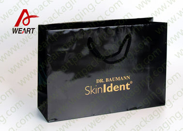 Black Rope Promotional Shopping Bags Paper Material , Recyclable Grocery Bags Custom