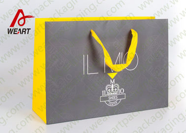 Bright Golden Reusable Promotional Paper Bags For Retail Embossed LOGO