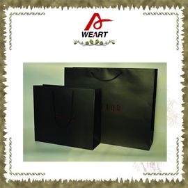 Black Glossy / Matte Lamiantion Custom Paper Shopping Bags With Cotton Handle