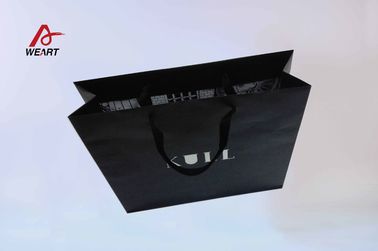 Debossed Finishing Art Paper Bags / Black Custom Retail Shopping Bags