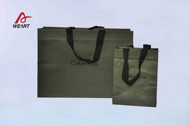 Special Customized Paper Bags Blue Color Embossed Logo With Blue Handle