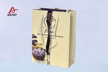 Custom Printed Paper Lunch Bags , Plain Paper Party Bags With Handles