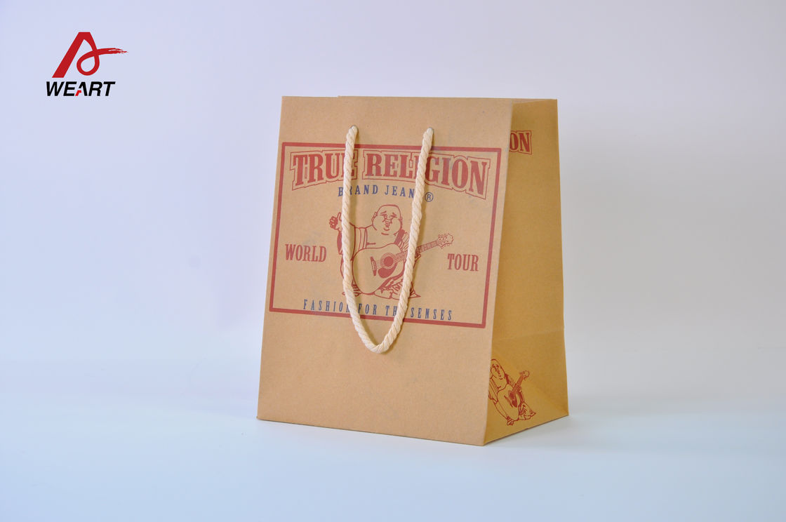 No Lamination Brown Art Paper Bags For Shopping 100% Cotton Rope