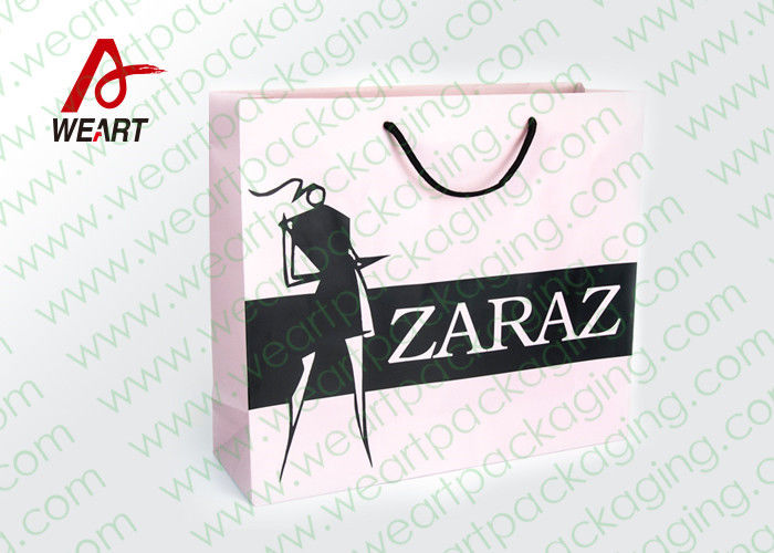 Pretty Custom Paper Shopping Bags With LOGO And Black PP Rope