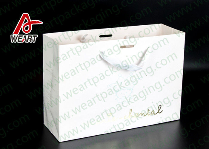 Simple Style Custom Printed Bakery Bags , Ribbon Handle Monogrammed Paper Bags