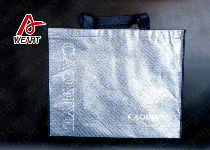 Silver Foil Design Custom Printed Non Woven Carry Bags For Shopping