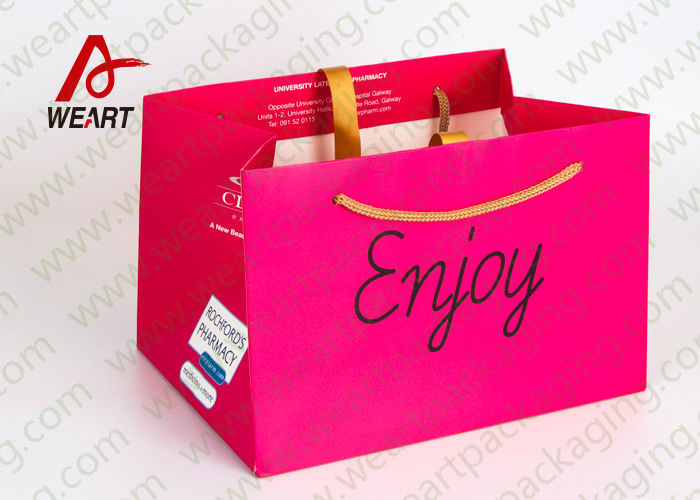 Recycled Pink Color Custom Printed Paper Bags No Minimum 300 * 130 * 415