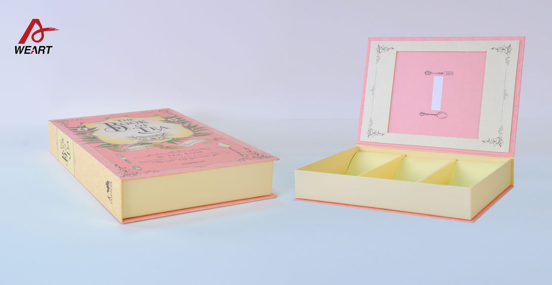 Recycled Pink Book - Type Paper Square / Rectangle Gift Box For Fruit Tea