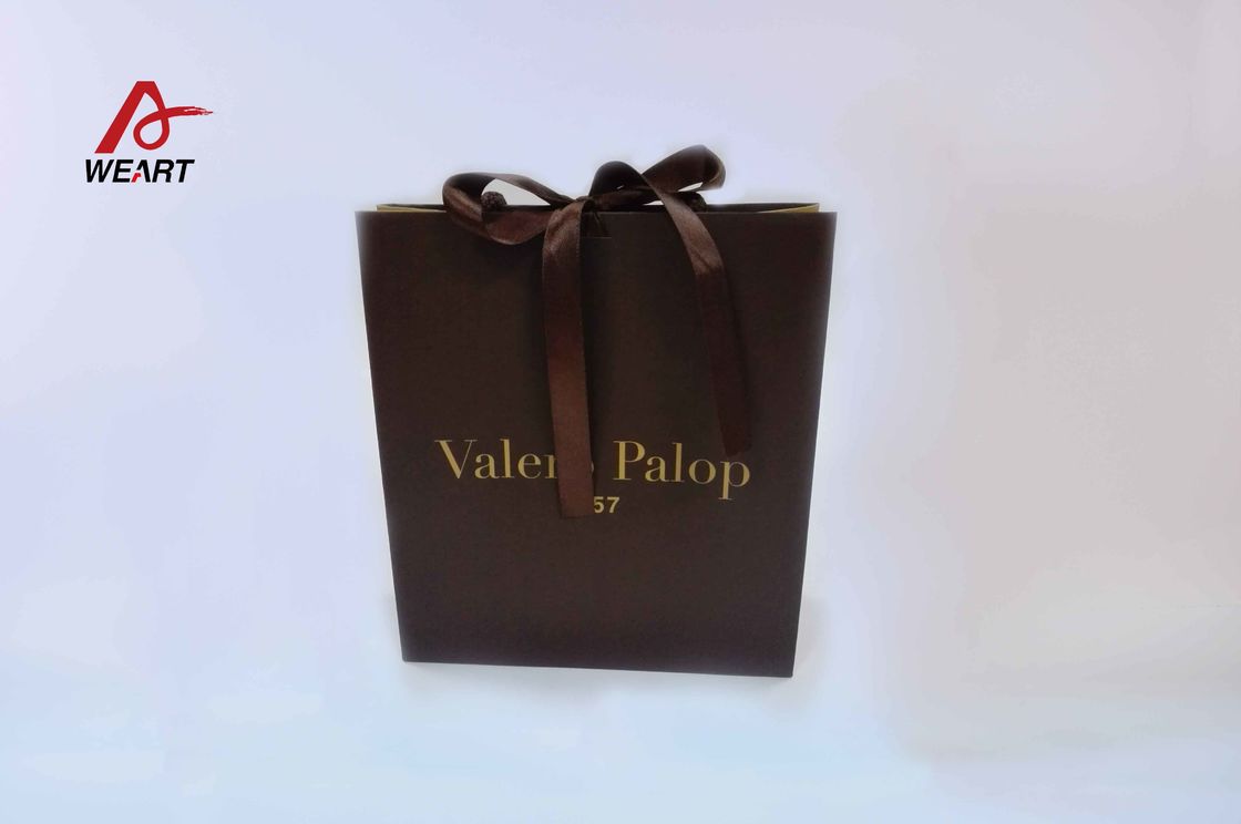 Surface Hot Stamping Personalised Paper Carrier Bags With Ribbon Bowknot