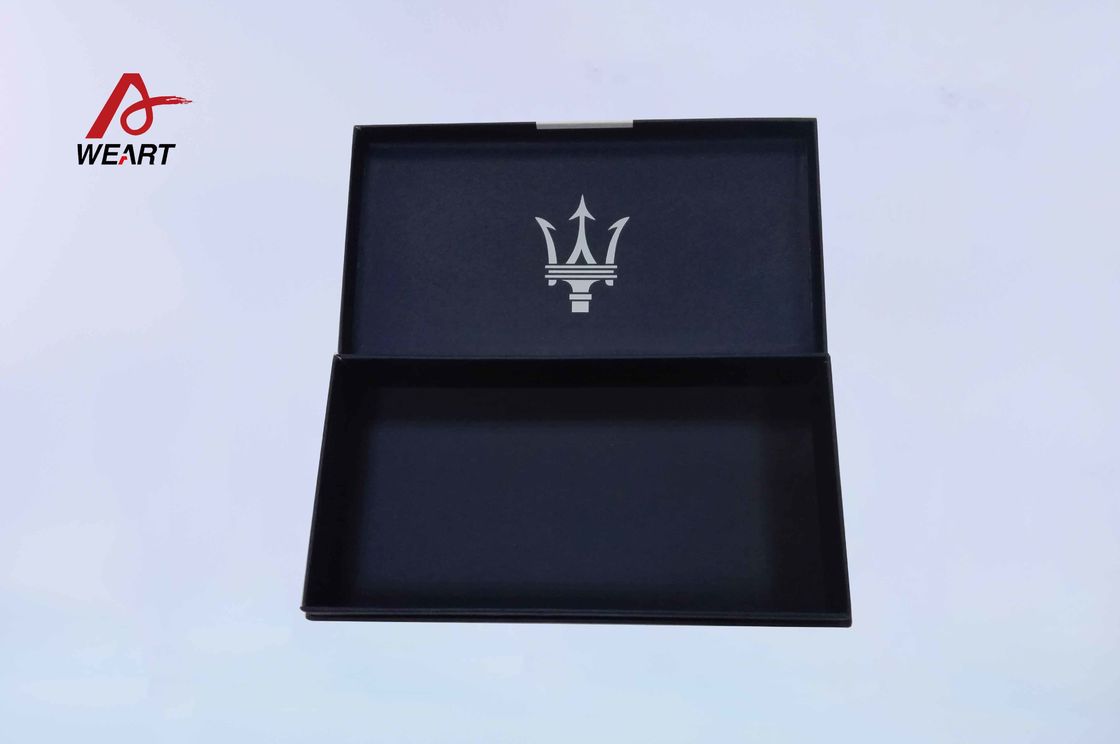Soft Touch Lamination Jewelry Gift Boxes , Deep Blue Filp Type Customized Paper Box Logo Printing
