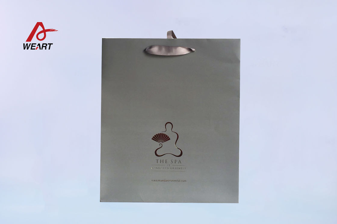 Ribbon Handle Art Paper Bags Matte Lamination Surface With Your Own Logo